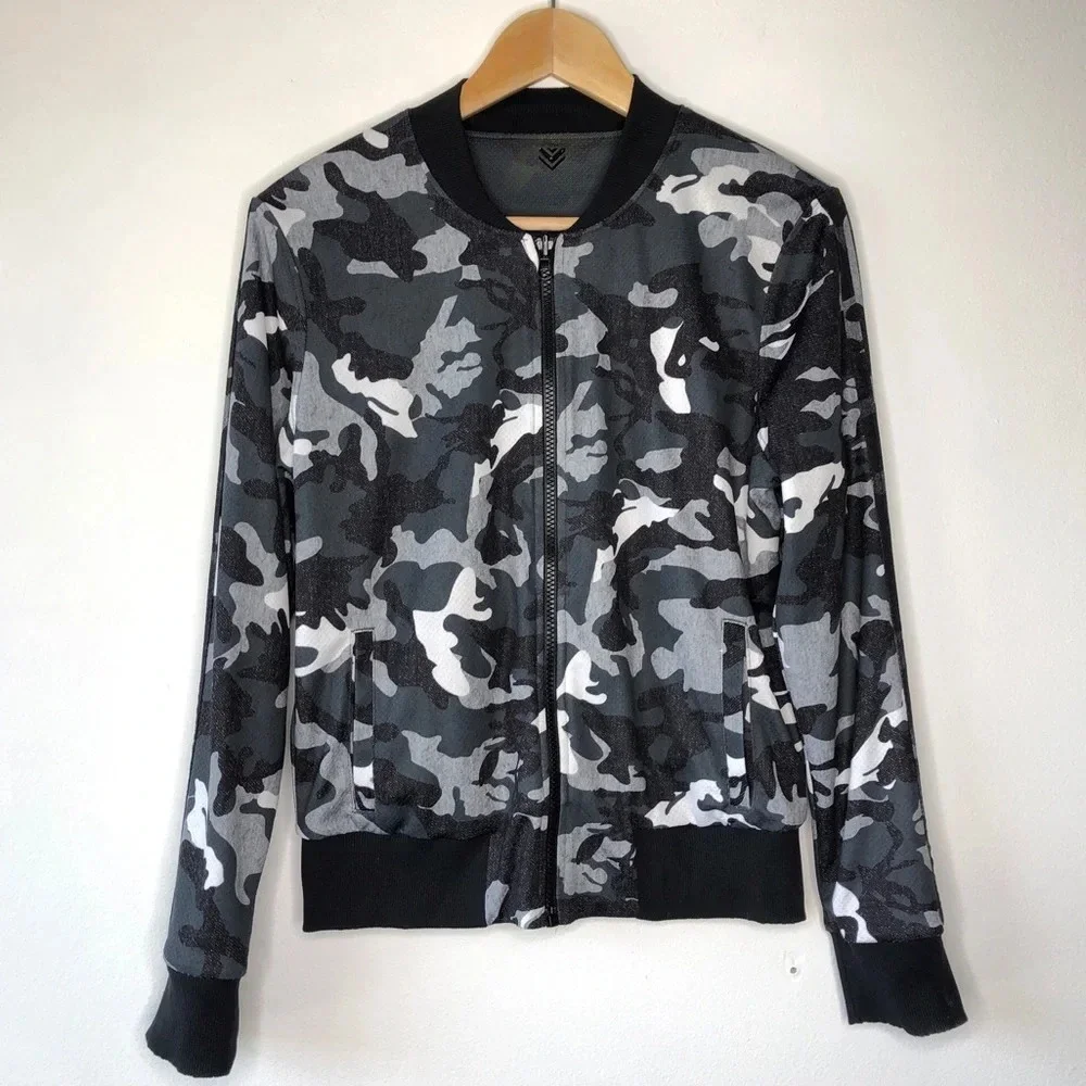 WITH Wear it to Heart Reversible Lightweight Camouflage‎ Bomber Jacket Size S